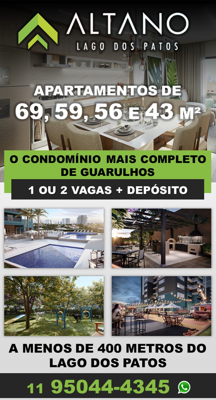 Altano Lago dos Patos - Apartamentos de alto padro para morar ou investir de 43m, 56m, 59m e 69m na Vila Roslia em Guarulhos ao lado da Zona Norte e  15 minutos do Metro Tucuruvi